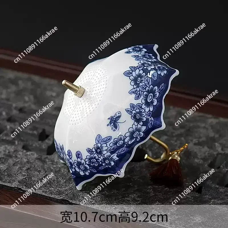 for  Blue and White Porcelain Tea Strainer Ceramic Tea Filter Umbrella Shape Teaware Ceremony Accessories Tea Table Decor