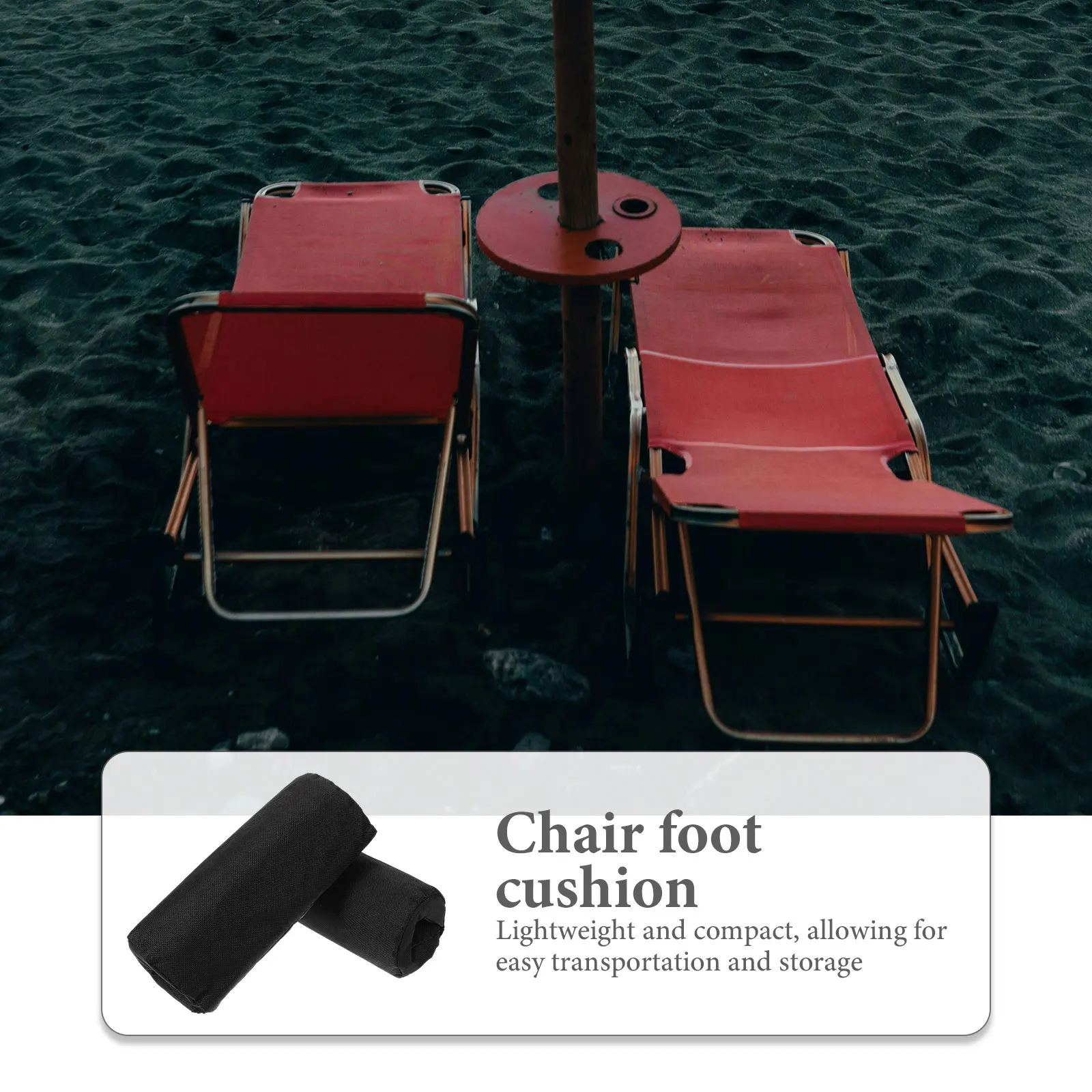 

2pcs Chair Foot Cushion 20x8CM Black Replacement Pad for Lounge Patio Yard Folding Beach Chairs Outdoor Furniture