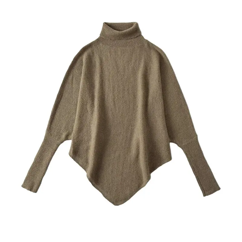 편안한 스타일 긴 소매 높은 칼라 코트 스타일 스웨터 가을 겨울 신착 여성 패션 통근 스타일 니트웨어