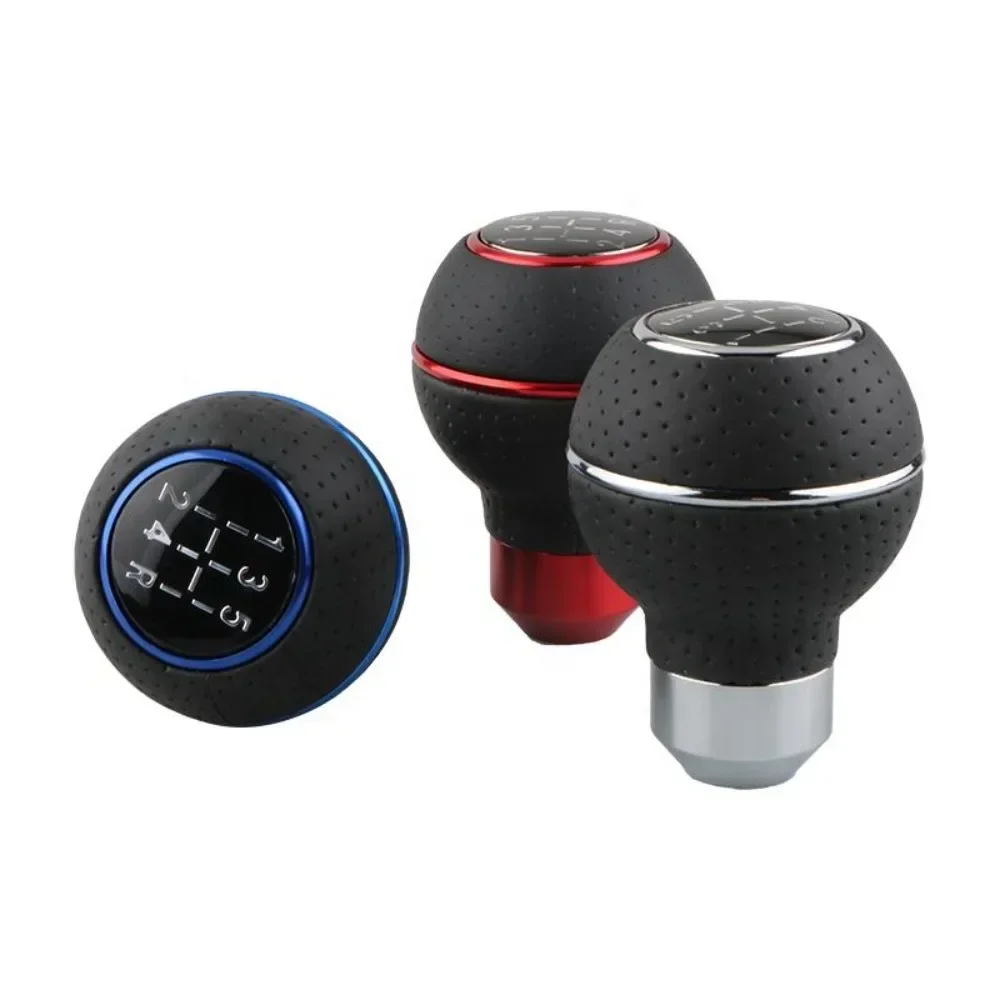 5 Speed Shift Knob Gear Stick Leather Shifter Lever Shifting Transmission Fit Most Manual Cars Trucks SUV Vehicle