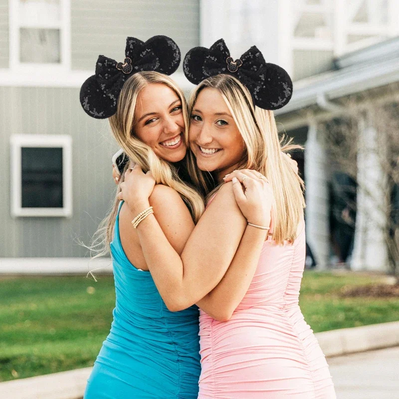 1pc クラシックディズニーヘッドバンドミッキーマウス型マウス耳女性ヘアフープパーティーフェスティバル着用絶妙な女の子のヘアアクセサリー