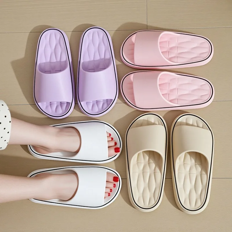 Summer Bathroom Slippers Cloud Cushion Slippers  Women's Sandals Thick Sole Flat Shoes for Man Indoor Non-Slip Couple Flip Flops