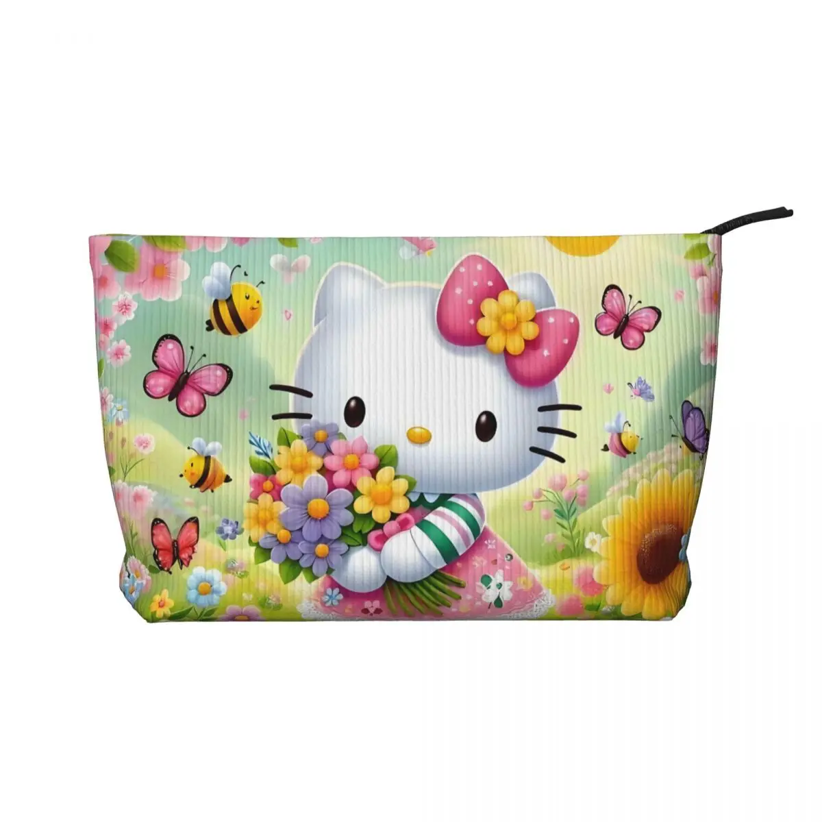 

Изготовленная на заказ японская дорожная косметичка с рисунком Hello Kitty для женщин, вельветовая милая косметичка для макияжа в стиле аниме, комплект для хранения красоты Dopp