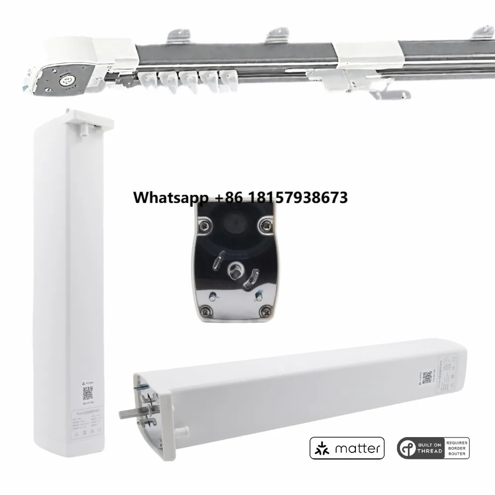 

Matte Over Thread Smart Curtain Motor with Track Set Smart Motorized Curtain Driver Remote App Control Voice Control