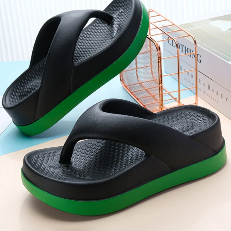 Sandal jepit wanita, Kasut datar Platform kasual anti slip luar ruangan fitur unik 2024