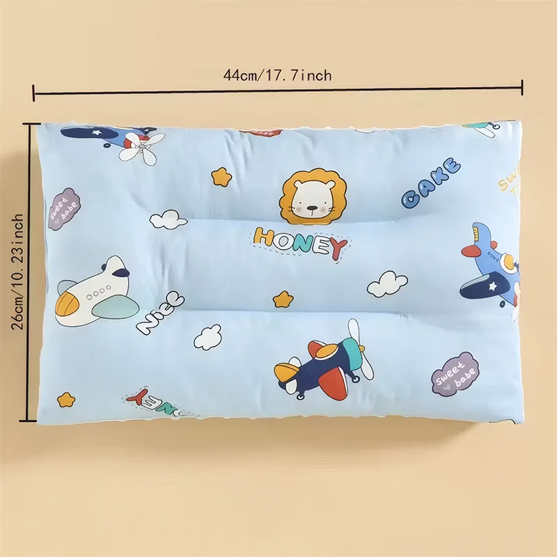 1 Stück Komfortkissen aus Bohnenfaser für Säuglinge und Kleinkinder, mit niedlichen Cartoon-Tiermustern, doppelseitigem Design, wendbar, gefüllt mit Polyesterfaser, waschbar, weich, hautfreundlich, bequem, atmungsaktiv – Detail 2