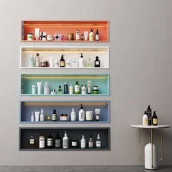 Bathroom Furniture Frosted Colorful Niches Stainless Steel Alcove Hotel Home Designer Recessed Niches Hidden Lighting Shelves