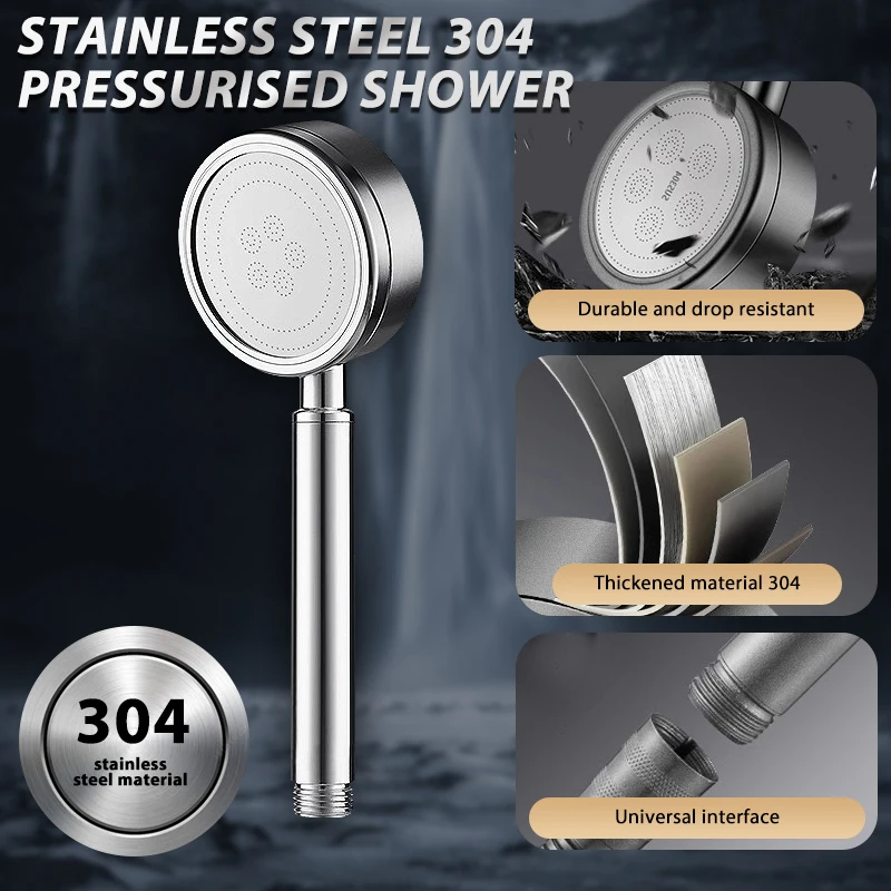 304 ראש מקלחת בלחץ גבוה נירוסטה, לחות מים זרבובית מרסס