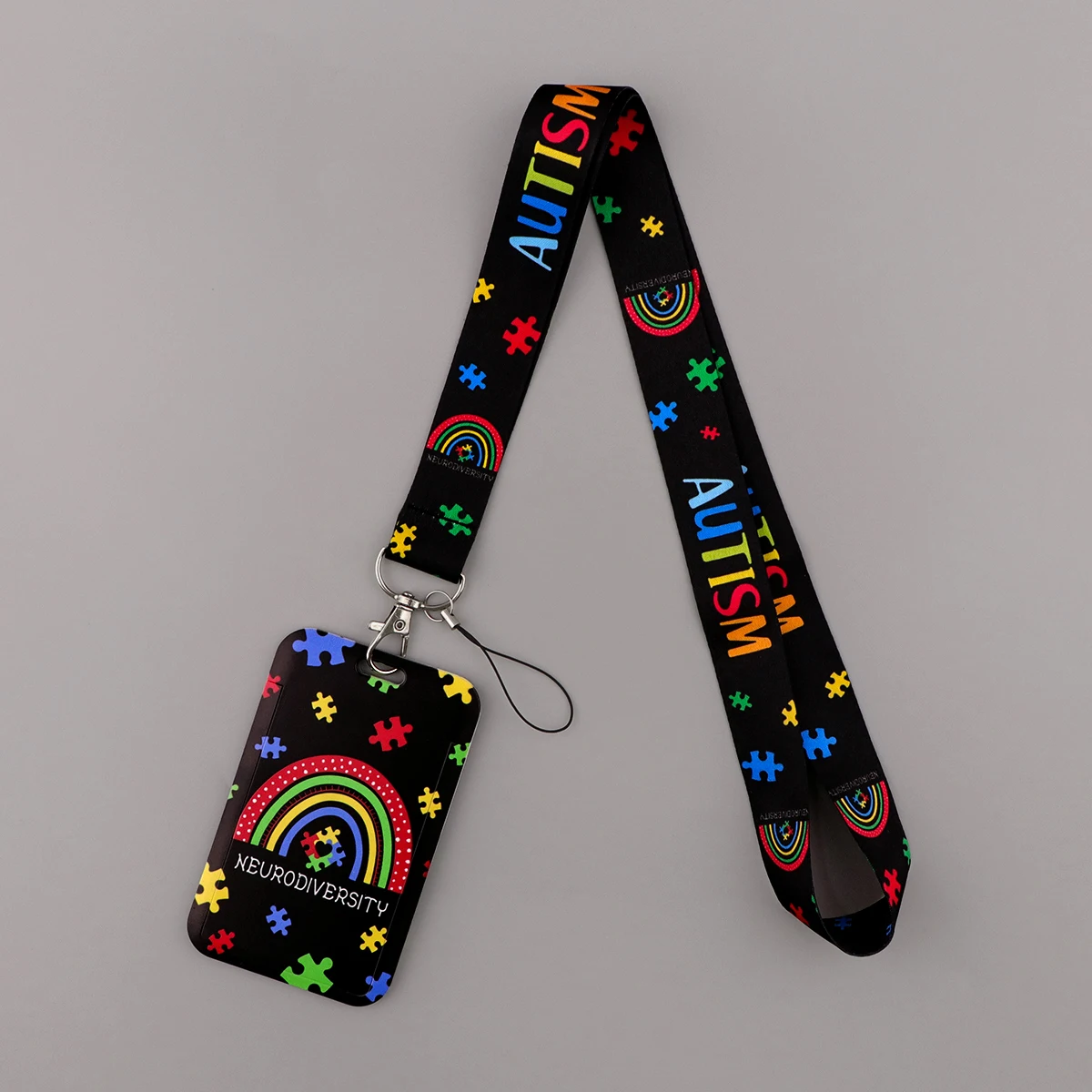 Autism Disorder Rainbow Neck Strap Lanyard for Keychain Badge Holder Movie Character ID Credit CardHang Rope Accessories Gifts