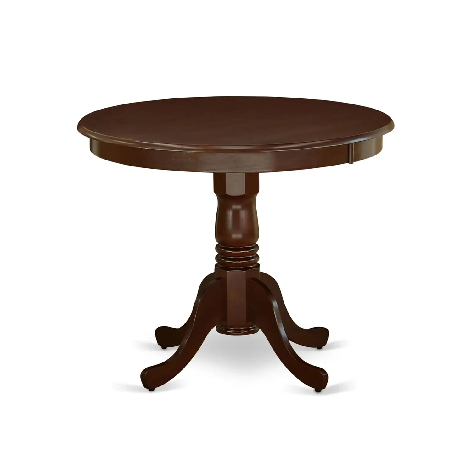 Round Dining Table with Pedestal & 4 Brown Faux Leather Parson Chairs 5 Piece Dining Set 36x36 Inch, Customized