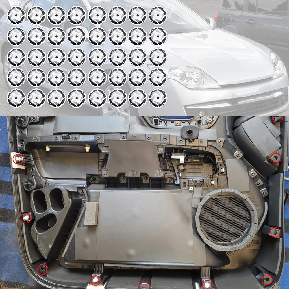40Pcs For Citroen C4 Picasso 2004 - 2017 Berlingo Jumpy C3 2018 2019 2020 C-Elysee DS4 Door Trim Panel Card Retainer Clip Rivet