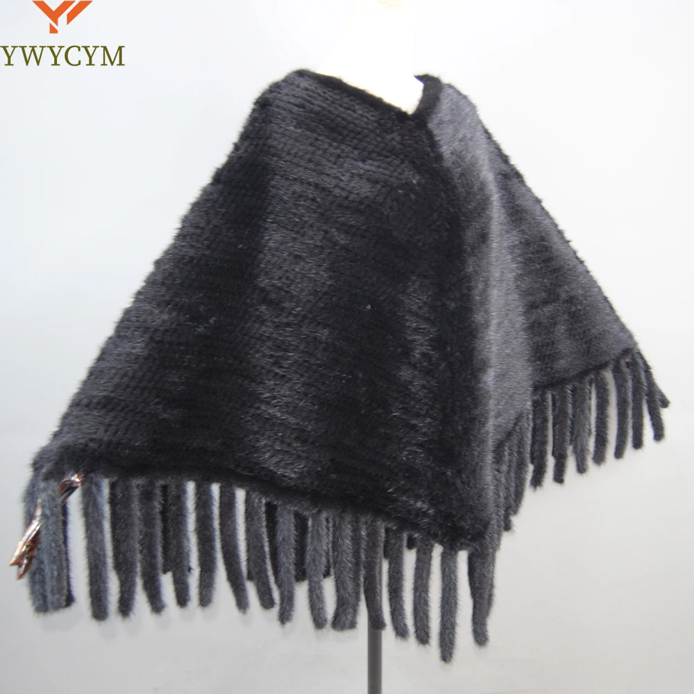 

New Women Good Quality Natural Mink Fur Coat Lady Fashion Woven Mink Fur Poncho Casual Genuine Mink Fur Shawl Scarves