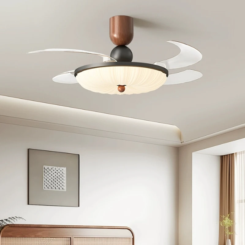 

Living Room Invisible Fan Light Hall Main Light Cream Wind Dining Room Bedroom Ceiling Fan Light 6 Speed Variable Frequency Remo