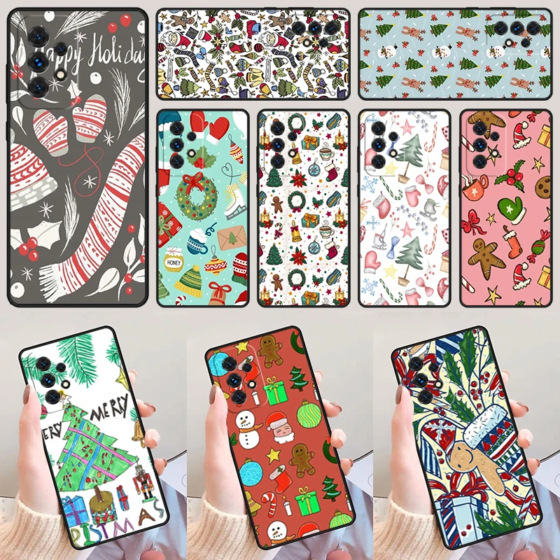 Christmas December Doodle For Samsung A52 A72 A73 A20e A21S A50 A70 A11 A12 A42 A31 A40 A51 A71 A32 A80 Phone Case Cover