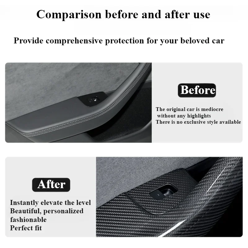 ل تسلا نموذج 3 هايلاند 23-25 نافذة رفع التبديل غطاء 100% ريال ألياف الكربون زر الزجاج رفع لوحة ملصق الملحقات #6