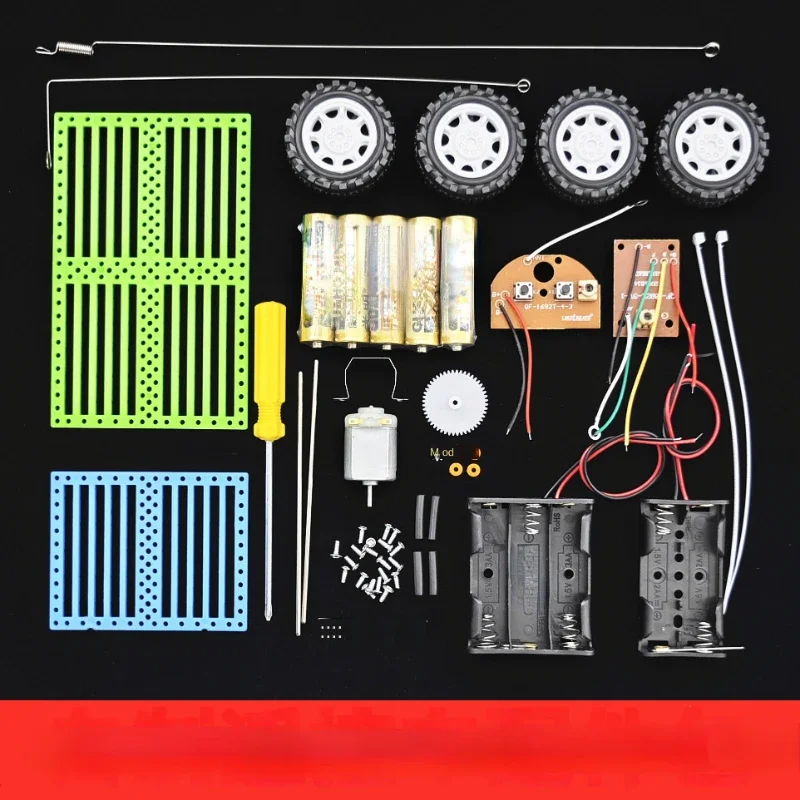 DIY production of remote-controlled racing cars, invention materials package, electric self-assembled children's model