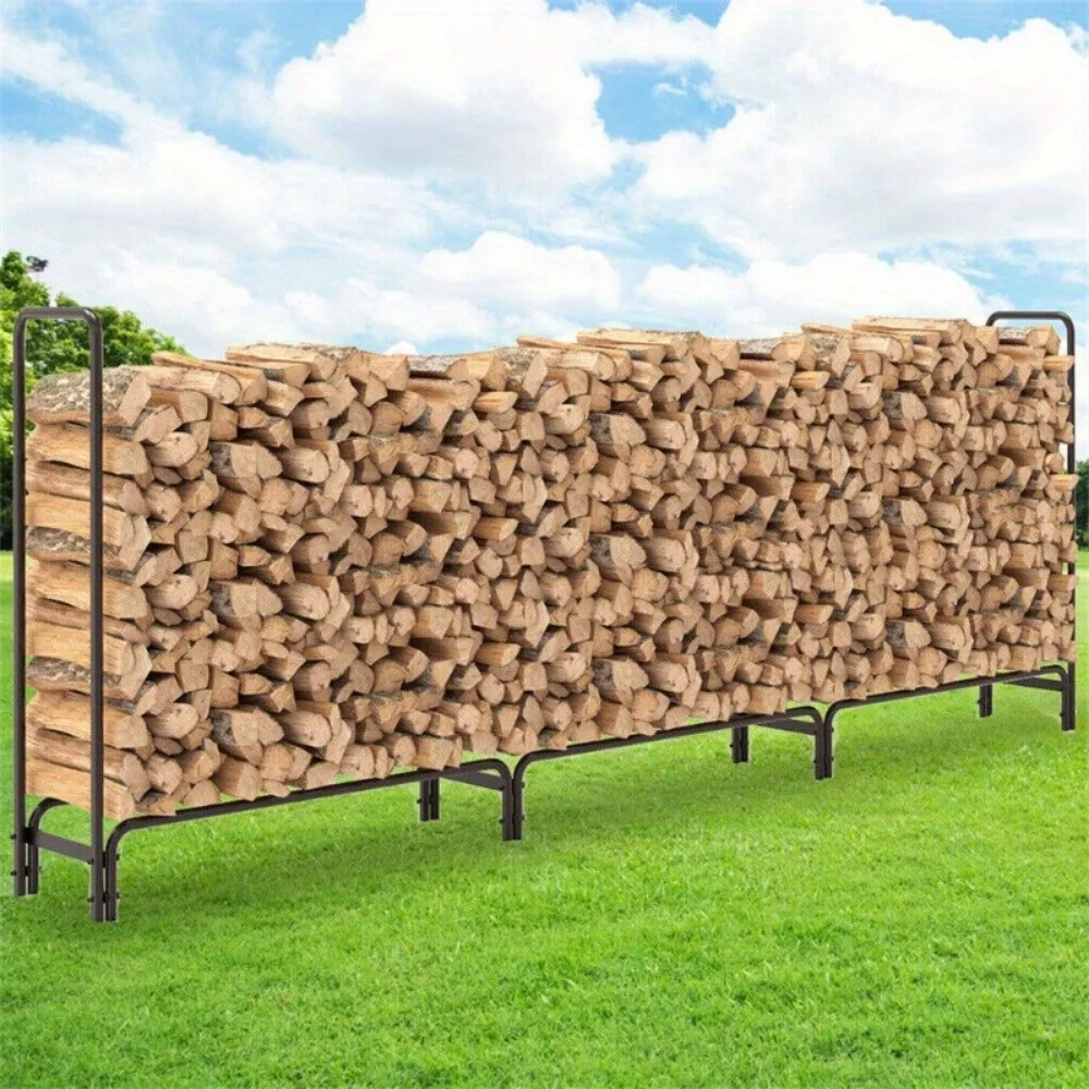 Large Metal Firewood Storage Rack Logs Holder Fire Log Wood Adjustable Length US