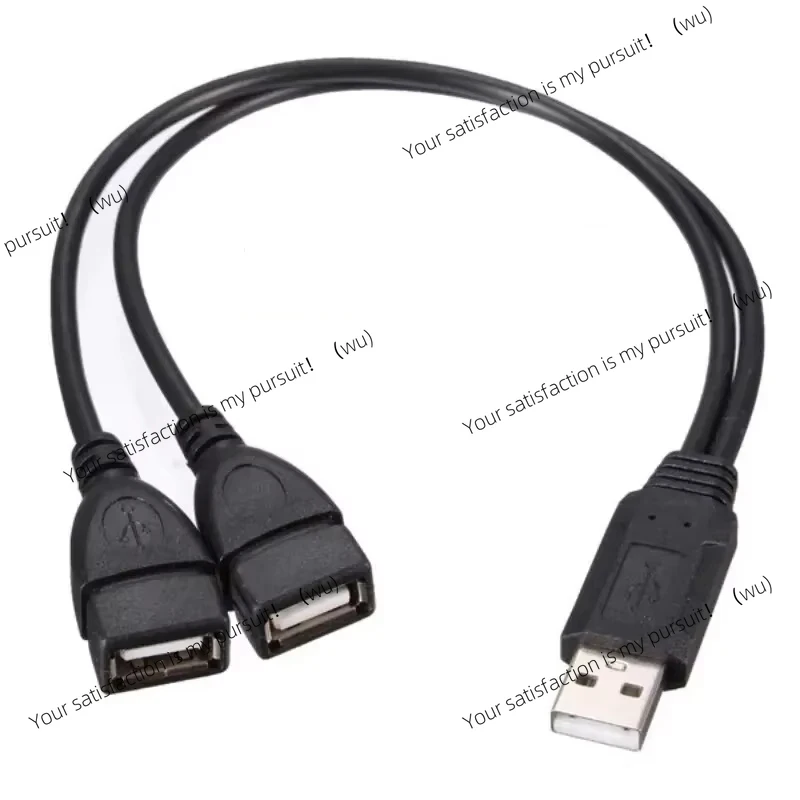 USB 2.0 A 1 male to 2 dual USB female, data hub power adapter, one-in-two Y splitter USB extension cable