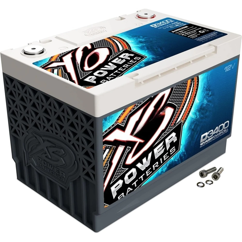 

XS Power D3400 3300 Amp AGM Battery with M6 Terminal Hardware - 12 Volt 80Ah 1150CA Deep Cycle AGM Powercell for Winch