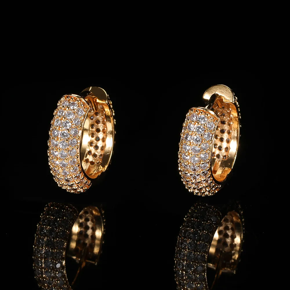 Gold plated 925 Sterling silver diamond iced out hoop earrings for men