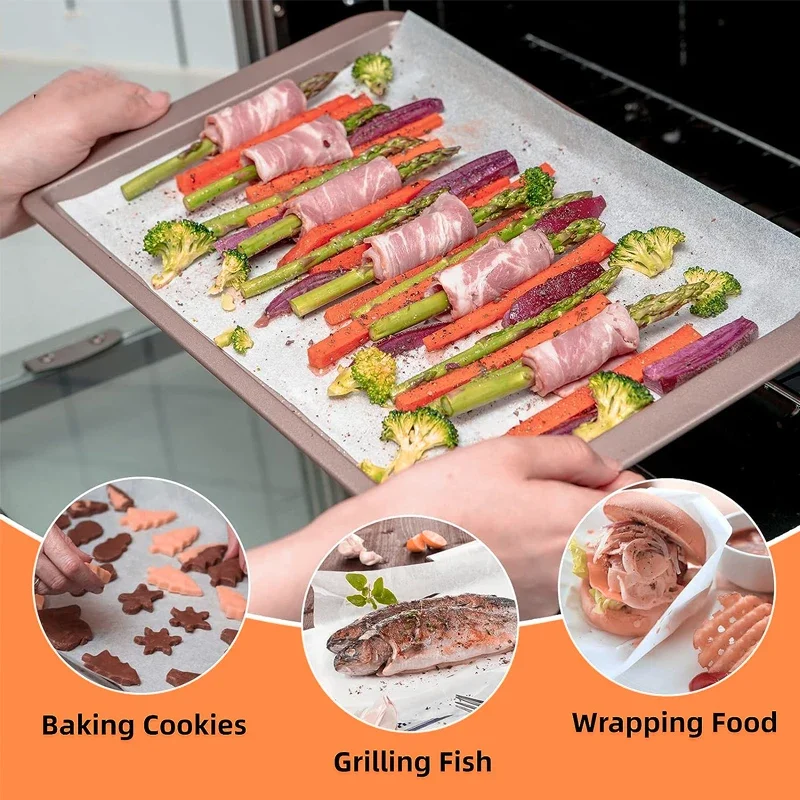 Food Grade Silicone Oil Paper Baking Home Packaging Paper Heat-resistant Kitchen Oven Oil Proof Paper Meat Baking