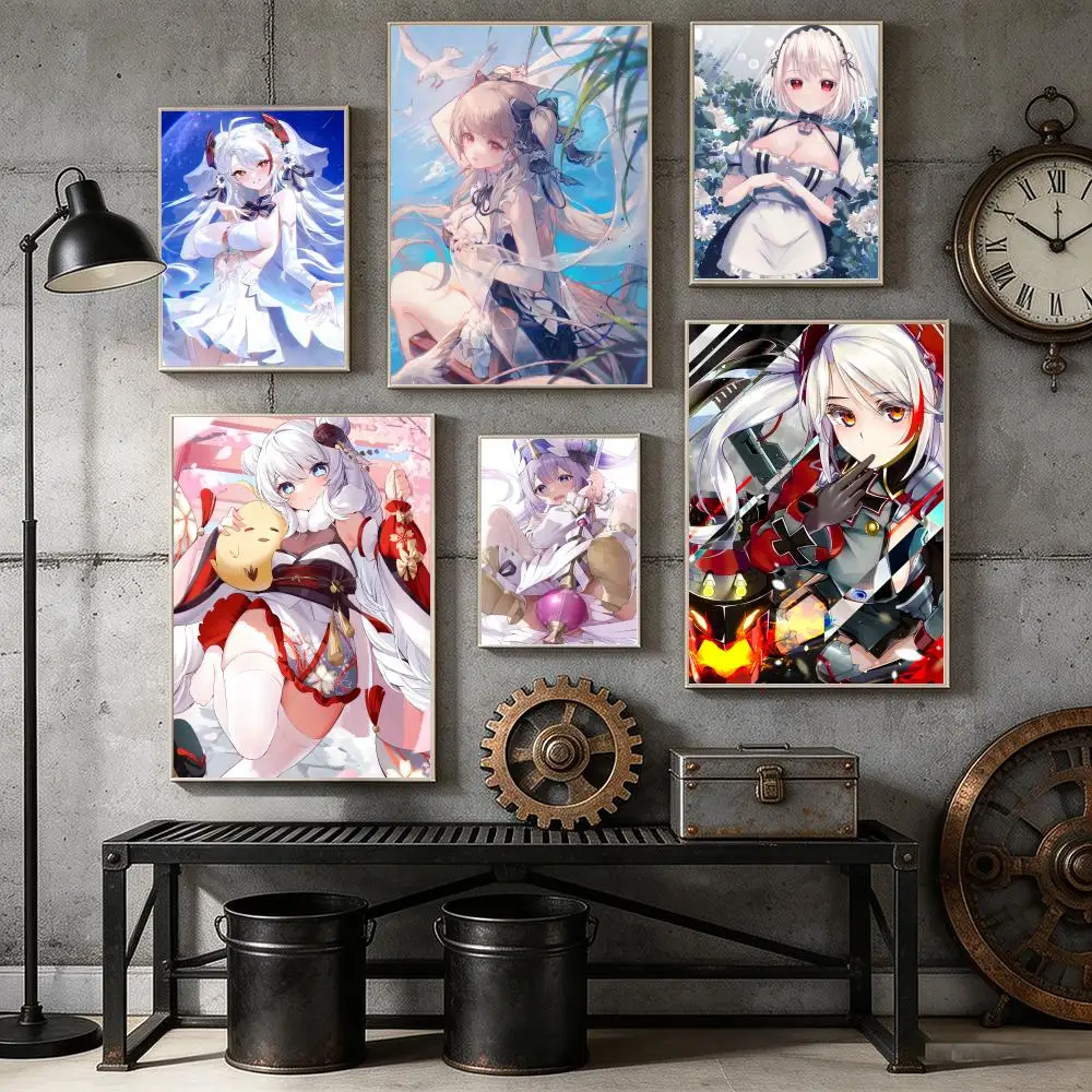 Anime Cute A-Azur LaneS Poster Home Bar Wall Art Sticker Waterproof Self-Adhesive Mural for Living Room Bedroom Decor