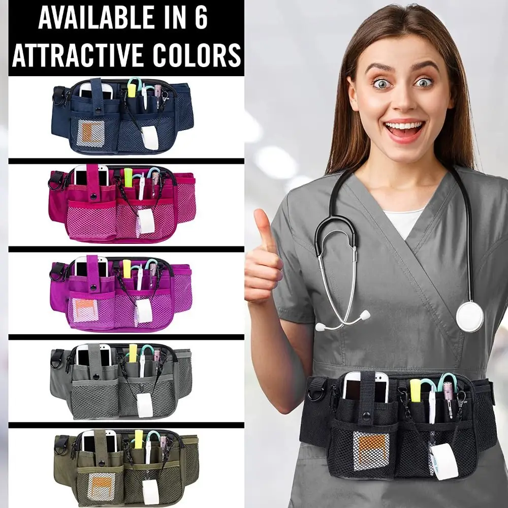 Multi-Compartment Nurse Fanny Pack Waist Bag Pouch Nursing Belt Organizer with Pocket for Medical Tools Scissors Care Kit