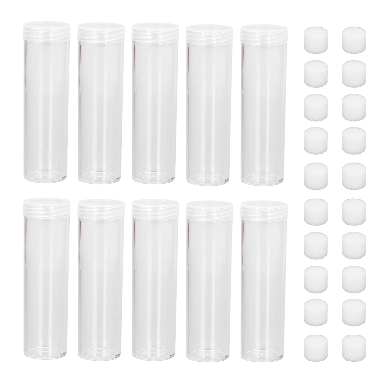 Ronde doorzichtige buis Ronde doorzichtige buis Plastic opbergbuizen met kussenspons voor 25 mm / 0,98 inch collectie