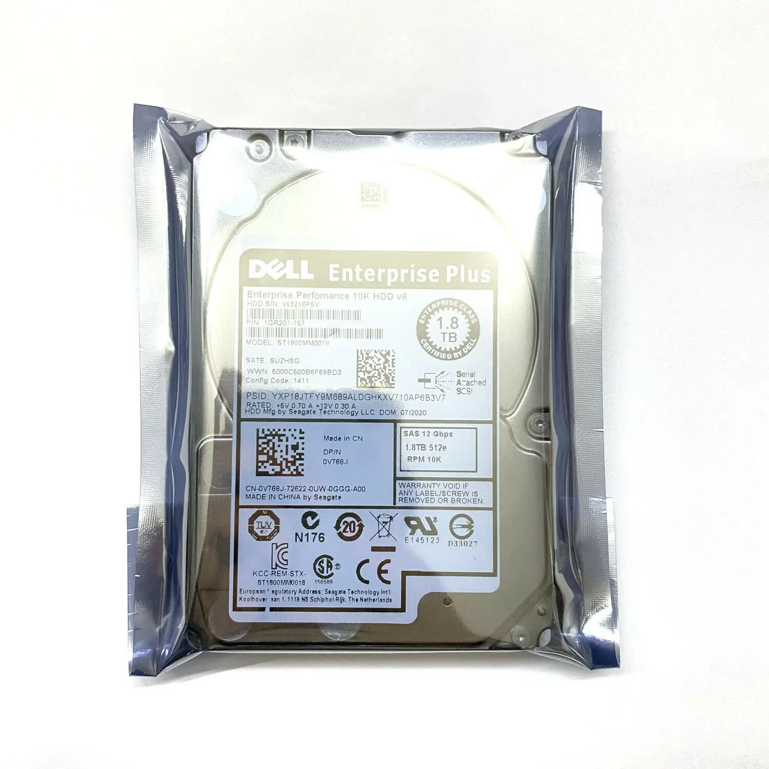 SAS 2,5 "disco rígido HDD, V768J, ST1800MM0018, 1.8TB, 10K, 12 Gbps, SFF