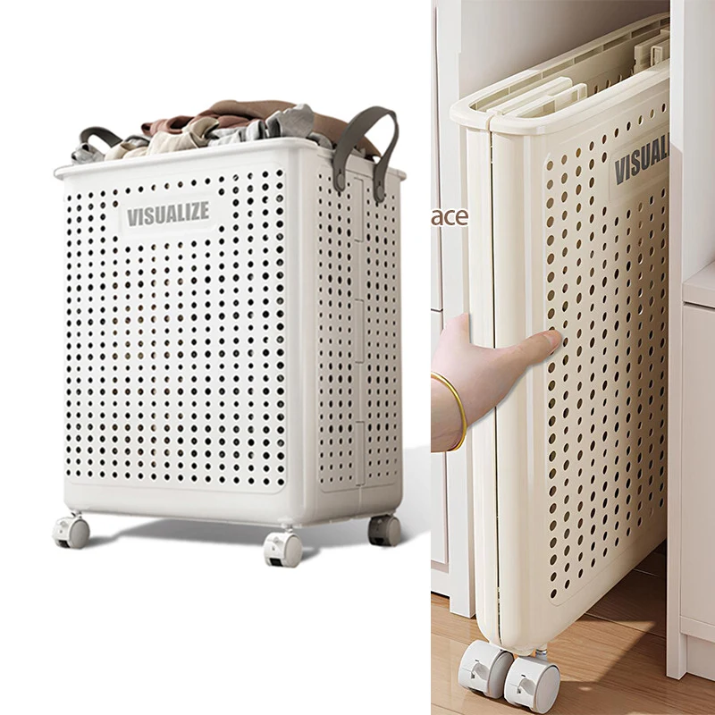 

2025 New Wheeled Folding Laundry Basket Breathable Large Capacity With Handles Mobile Laundry Basket Children's Toy Storage