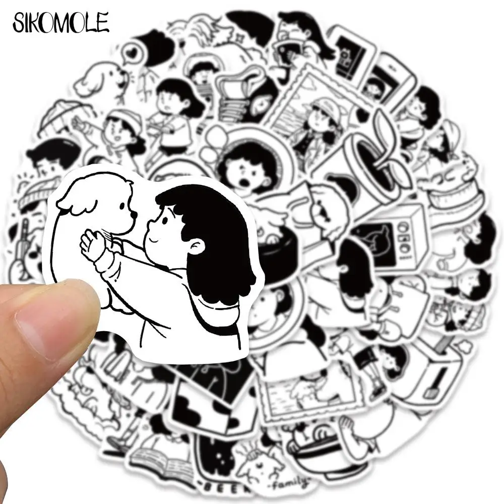 10/30/50PCS Cartoon Girl And Her Puppy Stickers Kawaii For DIY Travel Luggage Guitar Fridge Laptop Graffiti Sticker Kids Decals