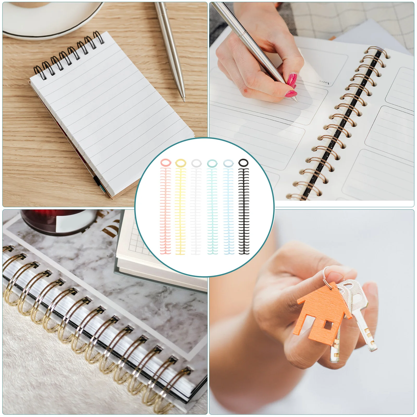

6 шт. гибкие кольца для переплета книг, практичные пластиковые катушки для проектов «сделай сам», тетради, сортировка данных, хранение, принадлежности для переплета книг