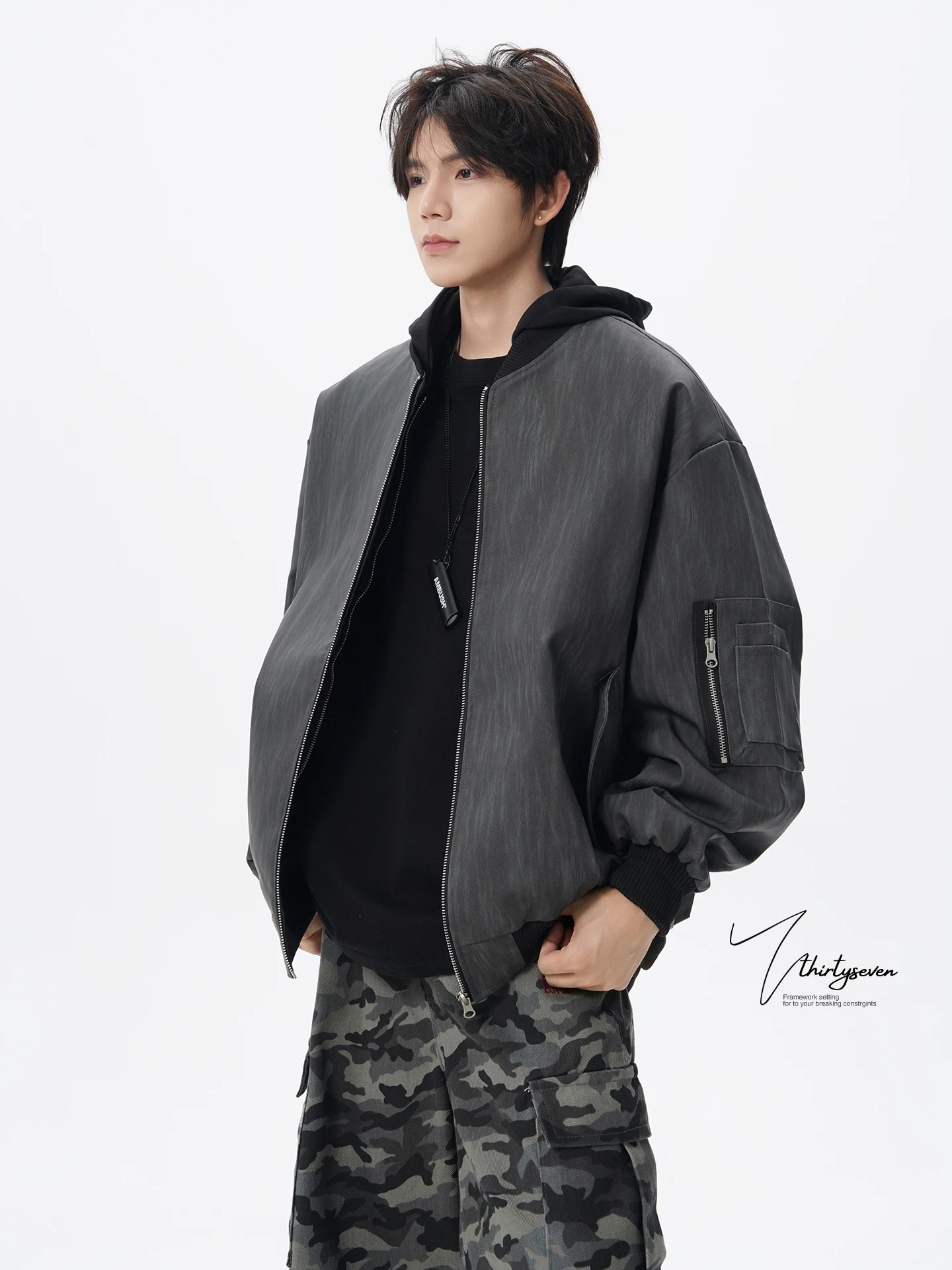 

V37 American Sle с капюшоном Jaet, мужская повседневная молодежная мотоциклетная одежда, осенняя модная брендовая универсальная верхняя одежда High Street