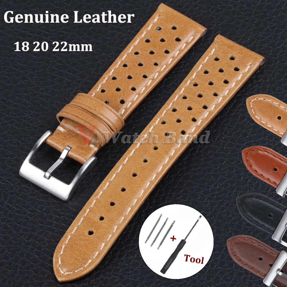 

Breathable Universal Watch Band 22mm 20mm 18mm Bracelet Soft Leather Strap for Tag Heuer Wrist Belt for Seiko Men's Accessories