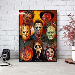 Diamentowe na Halloween malarstwo Horror nakrycia głowy Art Picture mozaika DIY 5D pełna wiertła haft krzyż zestaw do szycia dekoracje ścienne do domu prezent