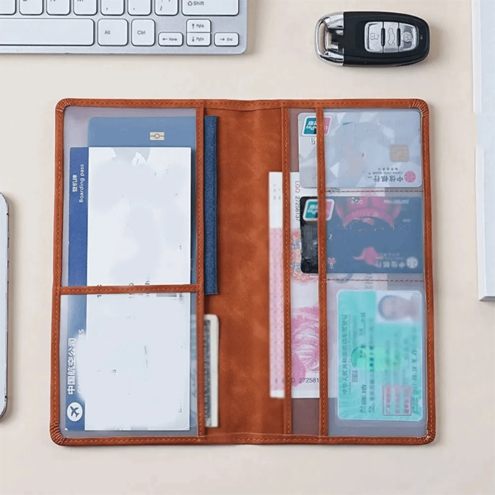 

Simple Card Holder PU Leather Passport Bag Purse Ticket Holder Travel Wallet Passport Cover RFID Anti-theft Storage Card Bag Men