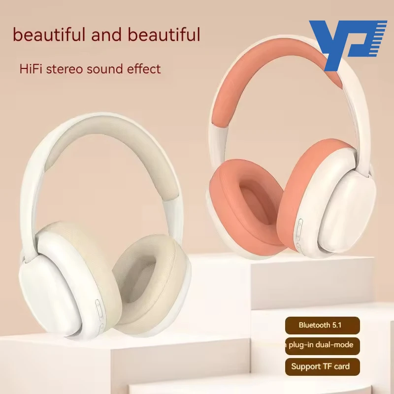 YP Foldable Noise Cancelling TWS Wireless Blue tooth Headphones Headset Over Ear Earphone Build In Microphone