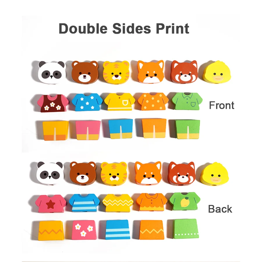 เกมต่อไม้สัตว์แบบมอนเตสซอรี่ ของเล่นเสริมพัฒนาการ ฝึกการคิดเชิงตรรกะ จินตนาการ และการเล่นบทบาทสมมติ พร้อมตัวต่อหลากสี