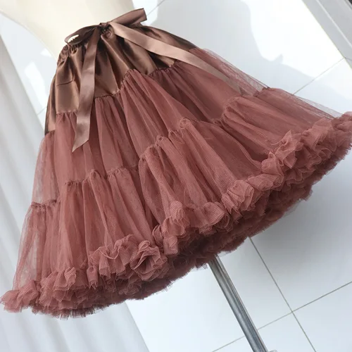 Nuevo café tul adulto nube soporte tutú Lolita enagua hinchada princesa fiesta graduación accesorios de boda