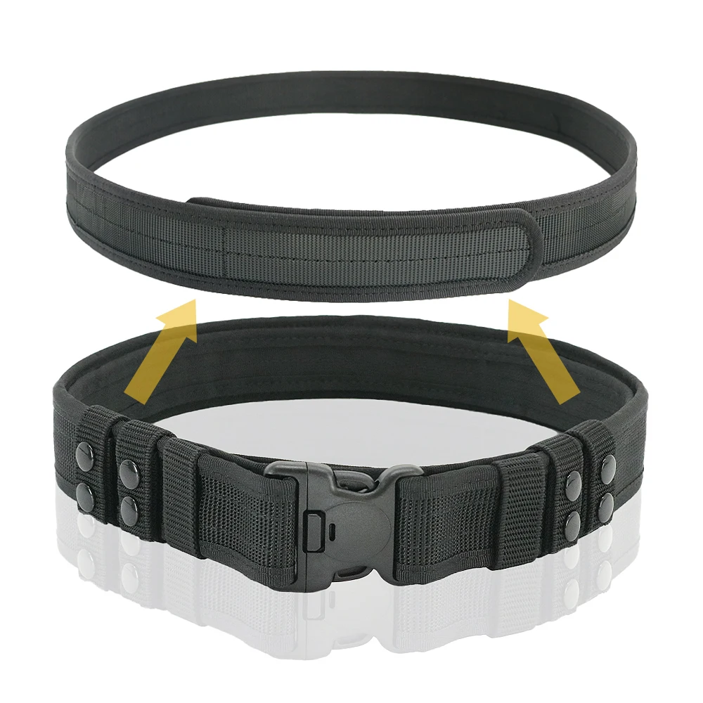 38 inch-42 inch Men's Tactical Belt Heavy Duty 2 in 1 Nylon Belt Multifunctional Adjustable Work Belt For Outdoor Hiking Security