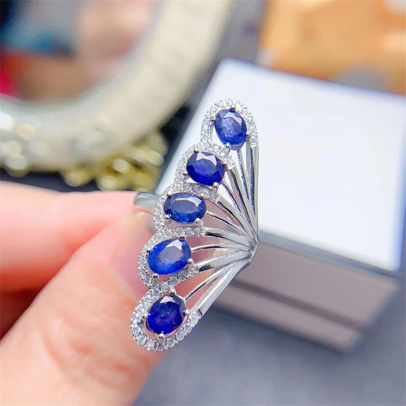 Natural Sapphire Ring French Design Butterfly Shape Ring for Girl Gorgous Wedding Fine Jewelry Natural Gemstone with Certificate