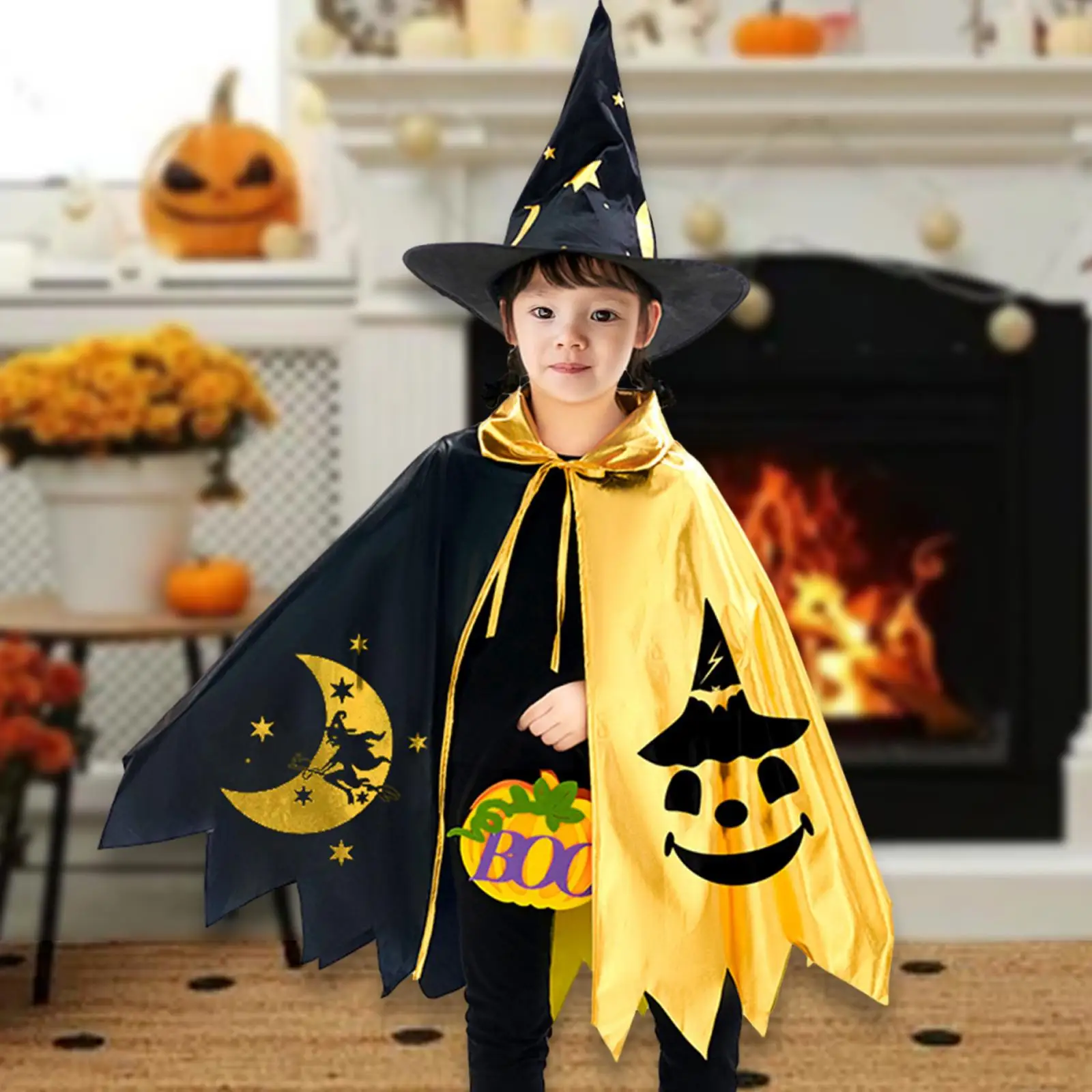 

Детский плащ волшебника на Хэллоуин и комплект шляпы, костюм для праздников, карнавала, наряда