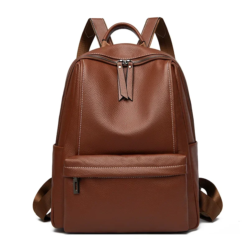 

Soft Genuine Leather Backpack Women Large Casual Versatile Cow Leather Shoulder Bags School Knapsack Travel Cowhide MultiPockets