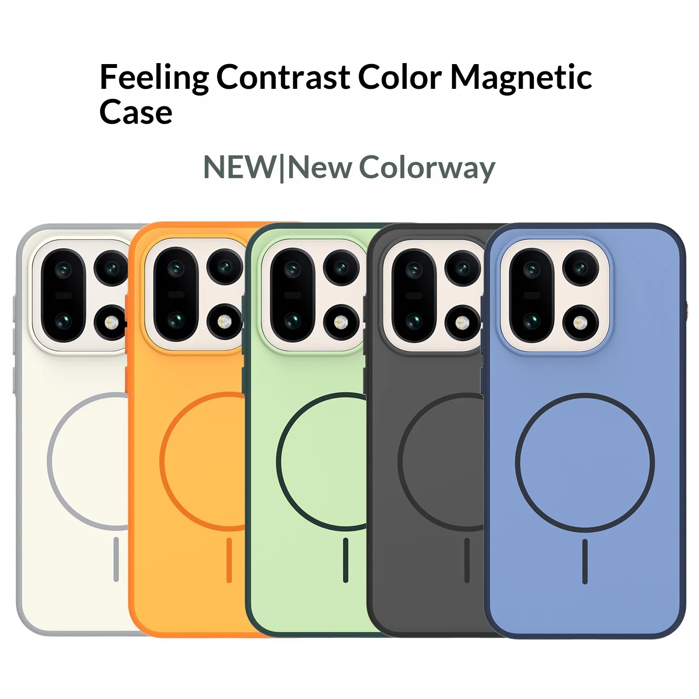 

Contrasting Color TPU + PC Wireless Charging Case for OnePlus 15T 1+15 Matte Skin Magnetic Attraction Soft Edge Phone Cover