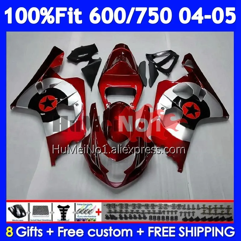 OEM Body For SUZUKI GSXR 750 600 CC K4 GSX-R600 Wine red 103No.1 GSXR-750 GSXR600 GSXR750 04 05 2004 2005 Injection Fairing