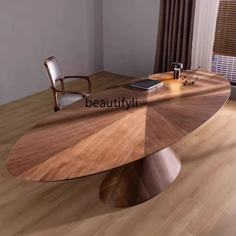 A Dining table Italian designer balance all solid wood villa large flat floor minimalist dining table