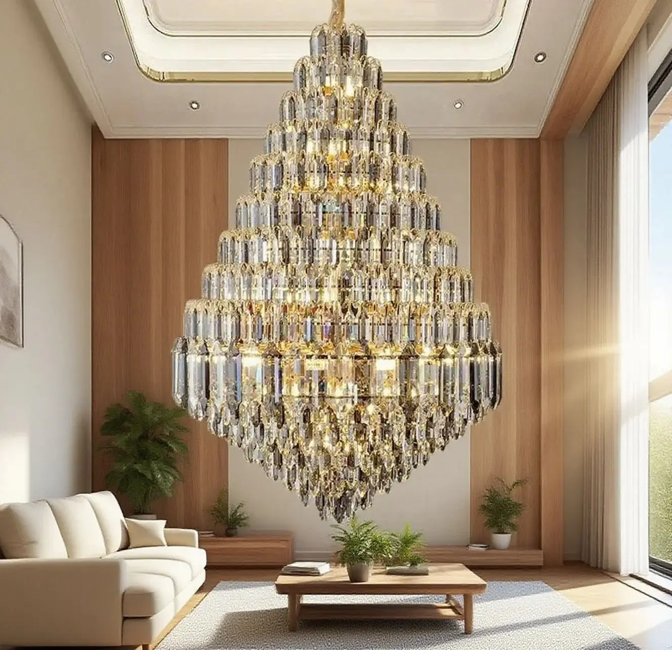 

Duplex Grand Crystal Chandelier Luxury Crystal Pendant Light Fixture Villa Hall Light Hotel Lobby Restaurant Staircase Light