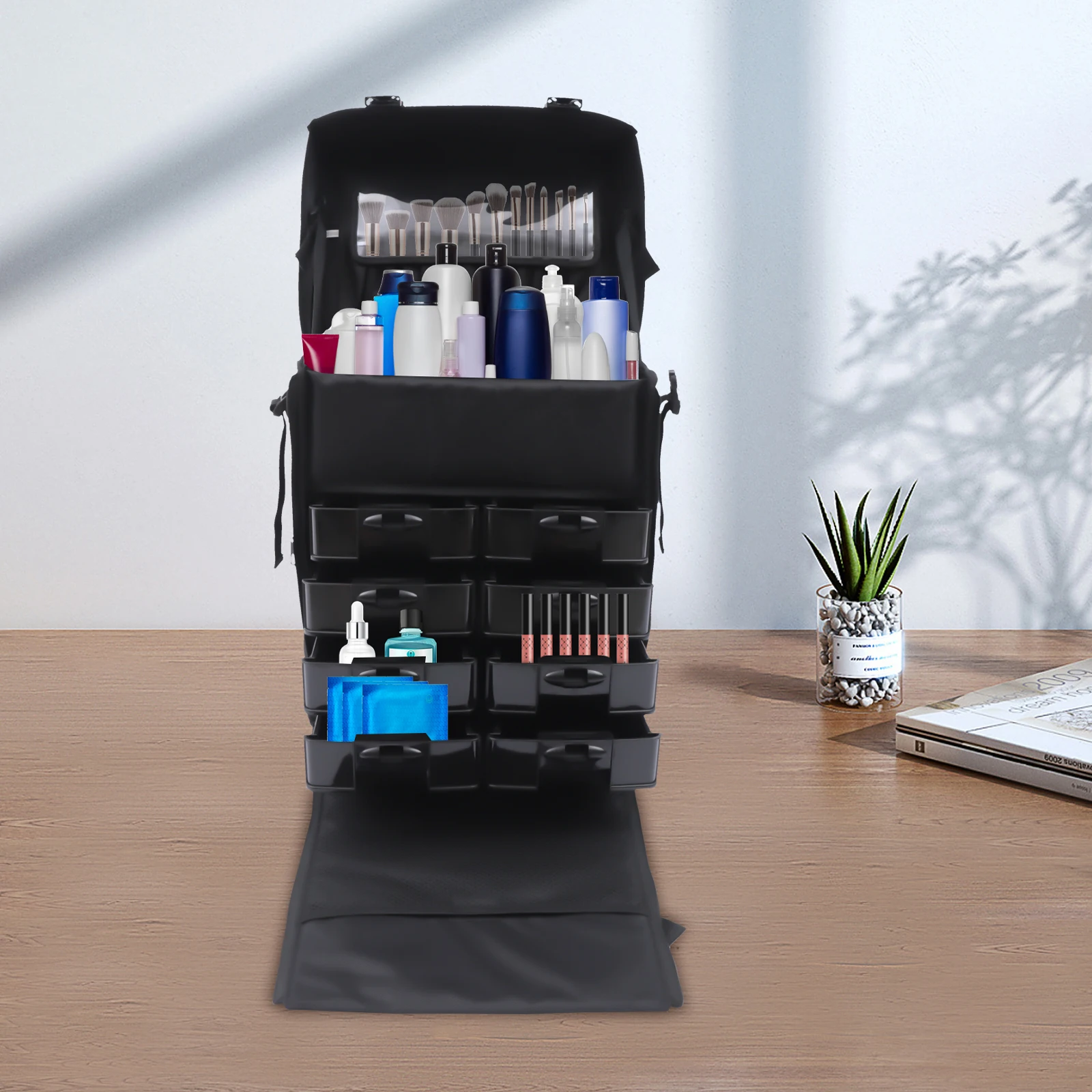 2 in 1 Portable Cosmetic Trolley with Wheels