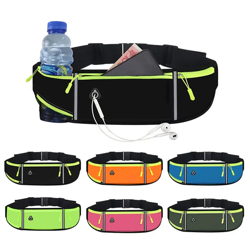 Running Waist Bag Marathon Jogging Bag Men Women Outdoor Riding Fitness With Water Bottle Waterproof Phone Sport Belt Waist Bags