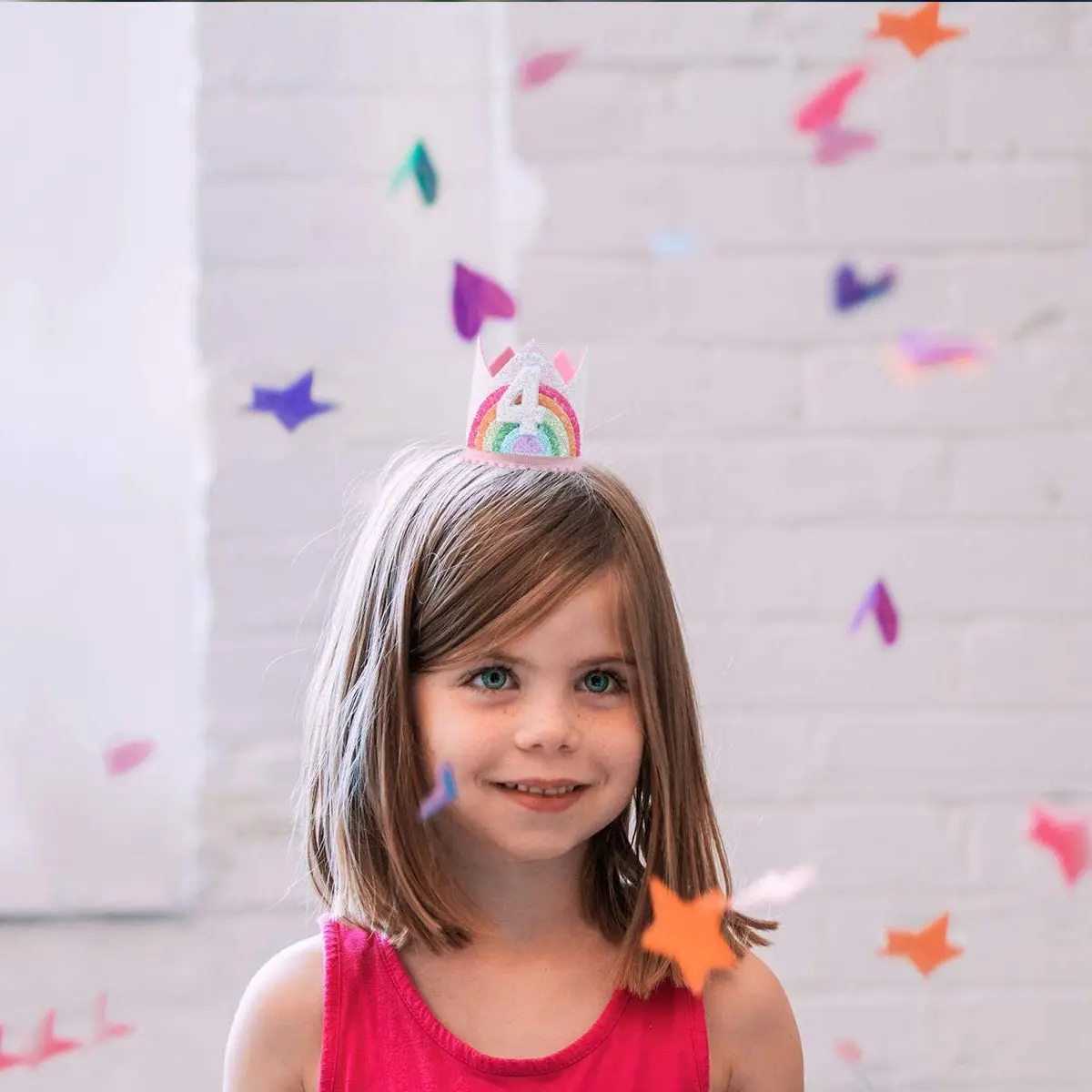 Felt Rainbow Theme Birthday Party Crown 1st 2nd 3rd Happy Birthday Party Decor Kids Baby Shower Party Number Hat Unicorn Party